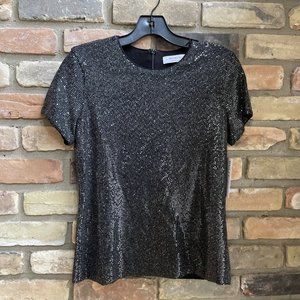 Bailey 44 Eddie Clear Sequin Black Top Tee Nwt M Medium